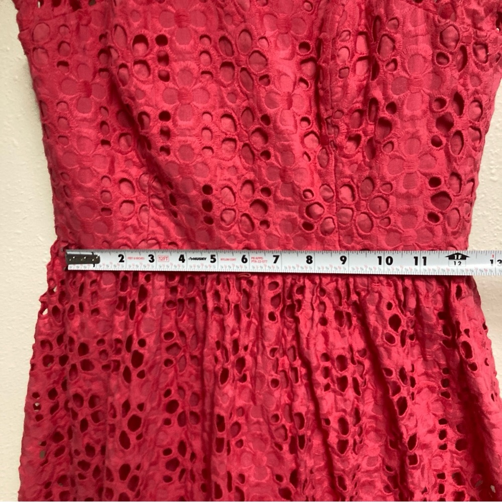 Eliza J Women’s Hot Pink A-line Dress Sleeveles Embroidered Cotton Size 6 - Picture 12 of 16